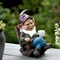 Gnome Statue for Garden, Drinking Gnome Figurine Ornament for Outdoor Patio Yard Lawn Decor 7" - Coffee